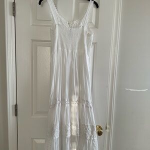 White Lace Tiered Maxi Dress